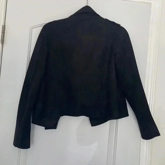 Kut Black Faux Suede Boho Jacee Draped Moto Jacket Sz S - Picture 5 of 6